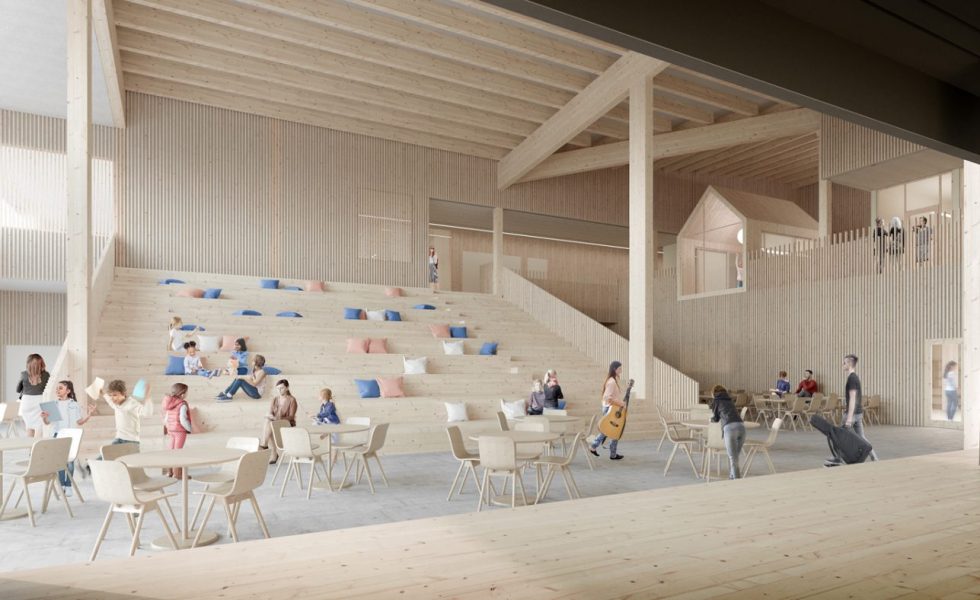 Una nueva escuela de madera toma forma en Helsinki