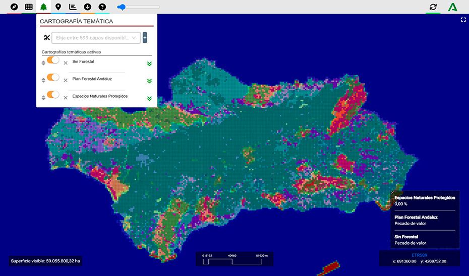 Un visor permite acceder a datos actualizados sobre los ecosistemas forestales de Andalucía