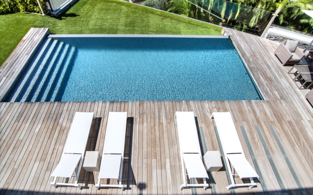 Pool view from the modern villa